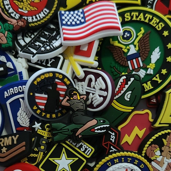 US ARMED FORCES Croc Charms (Post 1/2) | Veteran | Marine Corps | Army | Navy | Airforce | Coast Guard | Rangers | Airborne | Ww2