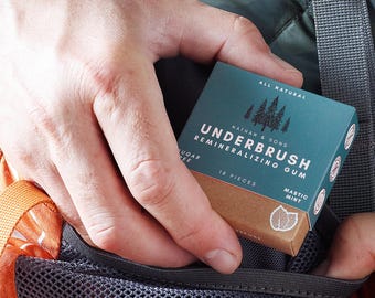 OFICJALNA guma do żucia Nathan & Sons Underbrush z nanohydroksyapatytem, naturalna guma remineralizująca szkliwo, wyprodukowana w USA