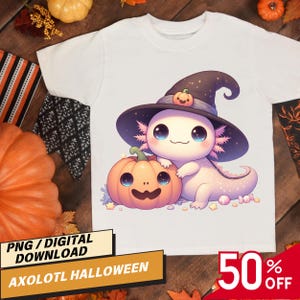 Witch Axolotl, Halloween PNG, Cute PNG, Tshirt Design, Mug Design, Clipart, Sublimation Design, Summer Shirt Design, Axolotl PNG, Halloween