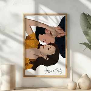 Couple Personalised Custom Portraits, Personalised Artwork and Gift Ideas, Hand-Drawn Couple and Pet Portraits from Your Photos