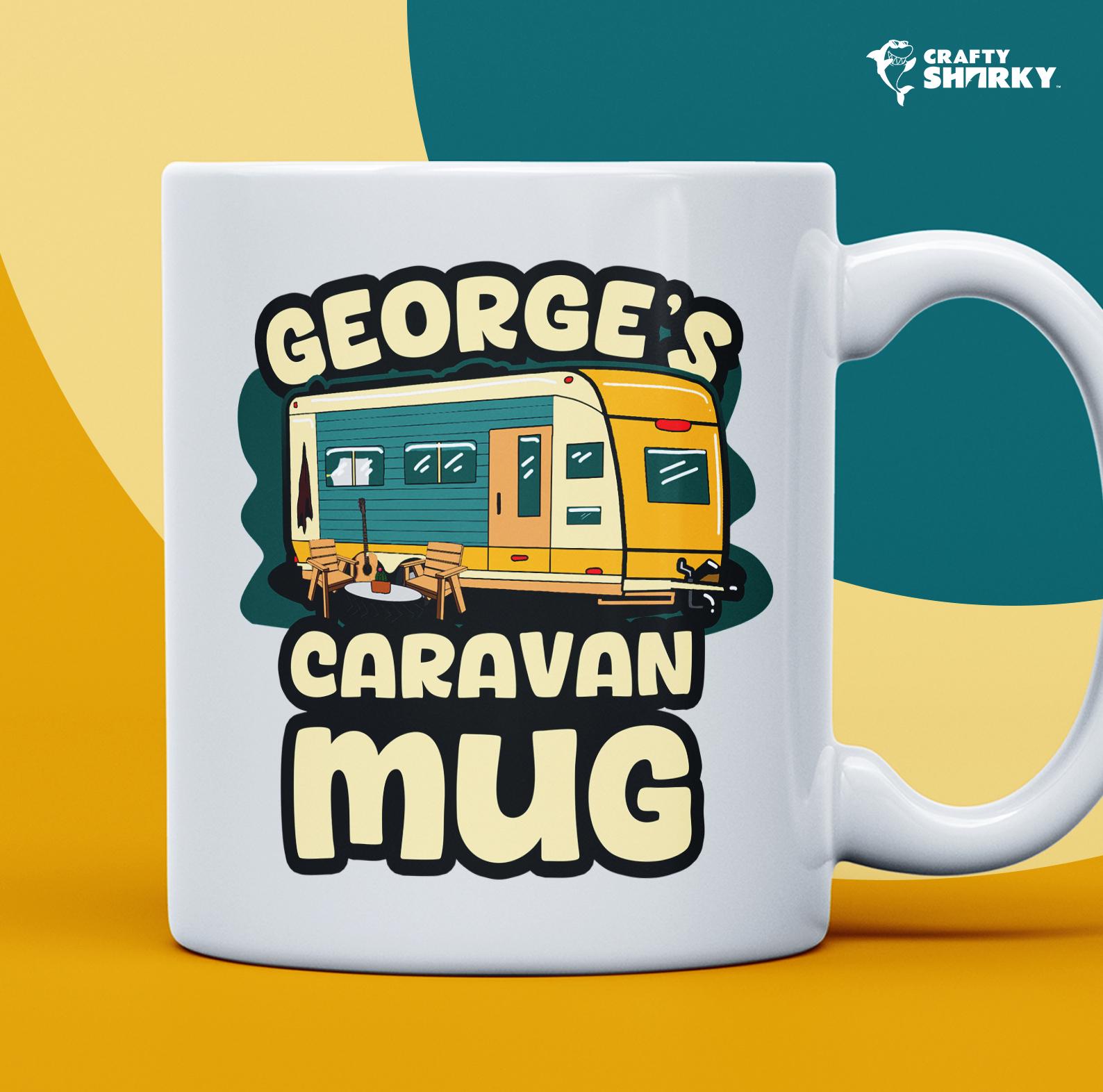 Custom Caravan Mug for Him – Personalized Camper Van Gift, Funny Motorhome Coffee Cup with Name, Male Camper Design