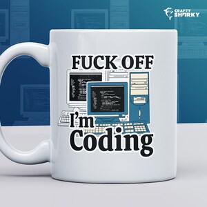 Taza "Vete a la mierda, estoy programando" - Taza de café para programadores groseros, regalo divertido para desarrolladores, taza para ingenieros de software con mensaje "No molestar"
