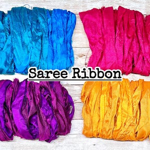Återvunnet sariband - 5 yards, 2,5 cm brett, flera färger