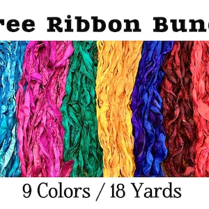 Recycled Saree Ribbon Bundle / 18 Yards / 9 Farben