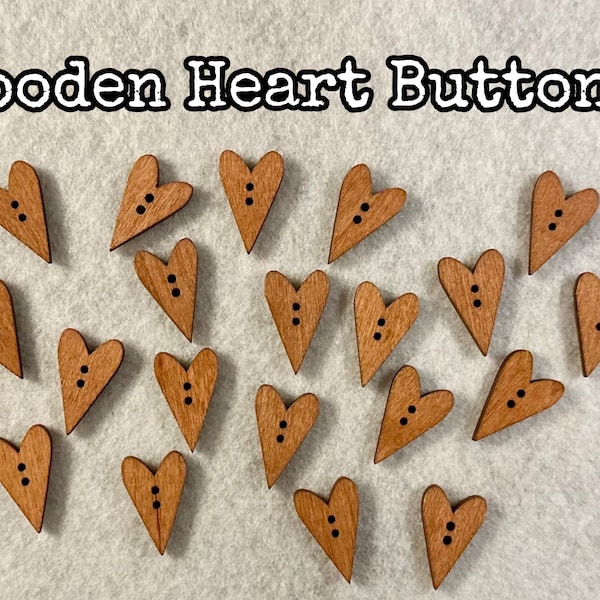 Wooden Heart Buttons