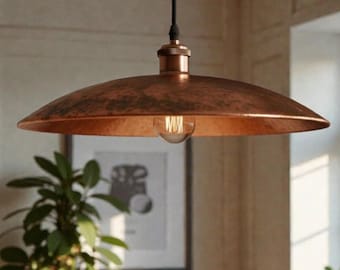 Lámpara colgante de cobre vintage, lámpara colgante industrial, lámpara de techo rústica, iluminación moderna estilo granja, lámpara para isla de cocina