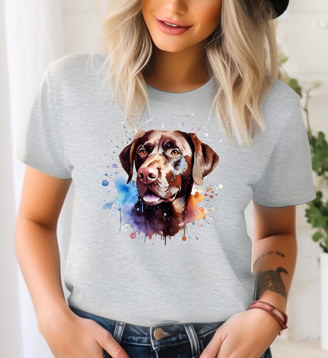 Chocolate Lab Tee 2 Watercolor Dog Portrait Labrador Lover Apparel ...