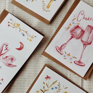Lots de carte de voeux, carte de souhait anniversaire, carte champignon, carte de célébration, carte de fête, carte de fêtes des mères