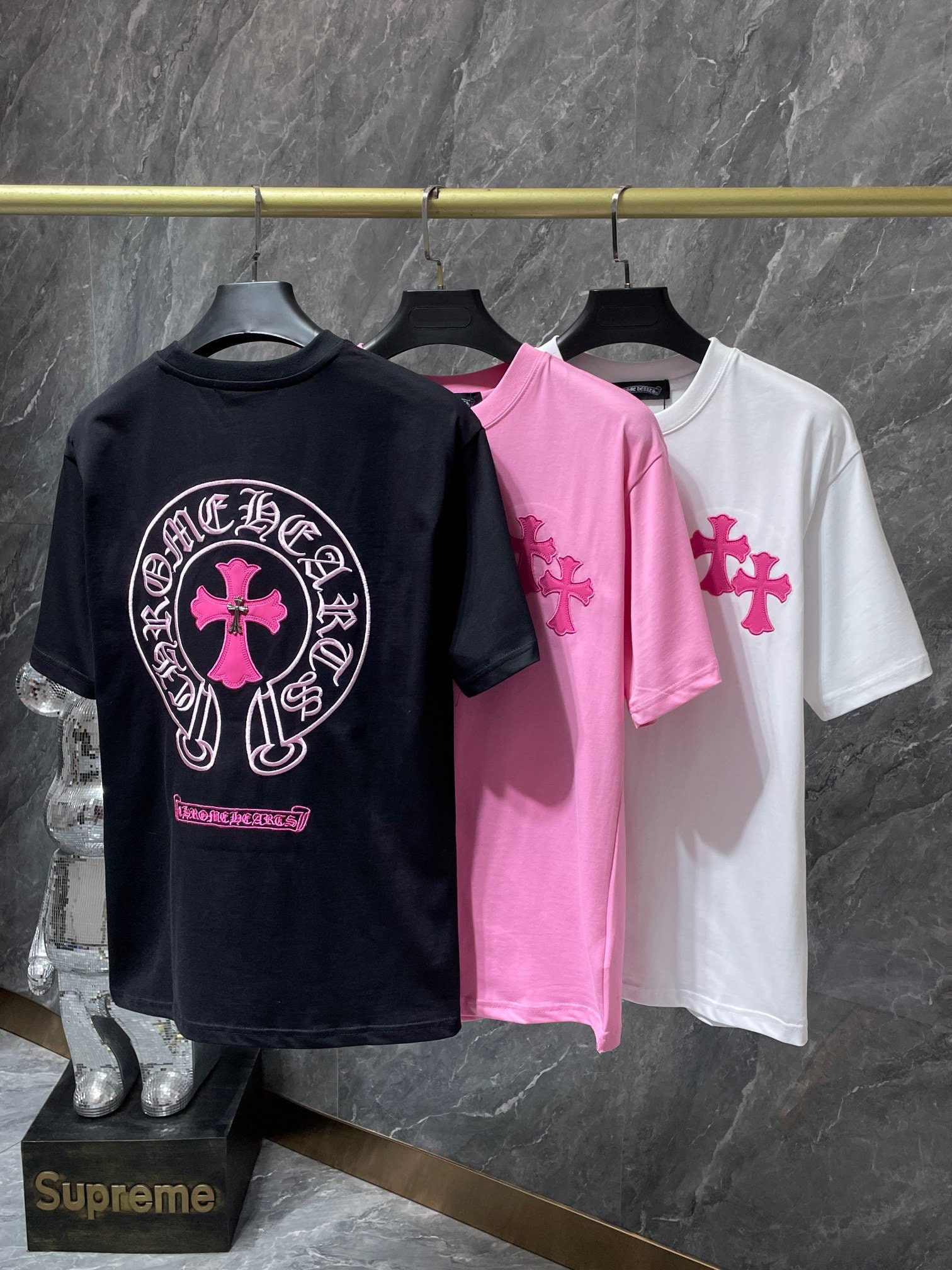 Pink Cross T shirt Chrome Hearts Style Pink Embroidered   Etsy