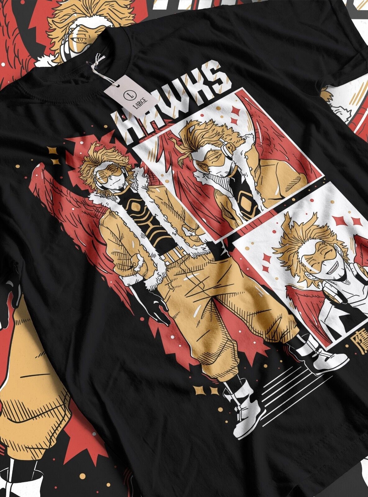 My Hero Academia anime Wing Hero Hawks Keigo Takami T-Shirt manga All Size
