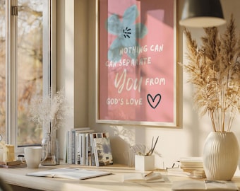 Modern Minimal Floral Women's Faith Wall Art, Uplifting Spiritual Scripture Decor for Women's Space Print,Work From Home Mom Office Wall Art