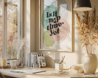 Playful Nursery Decor for Tired Parents,Cute Funny Digital Print for Sleep Struggles, Sleepy Mom Life Art,Work From Home Mom Office Wall Art