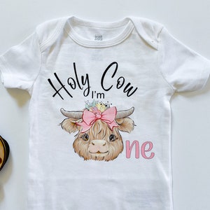 Holy cow Im one 1st Birthday Outfit, holy cow Im 1 first birthday party outfit, first birthday outfit image 3