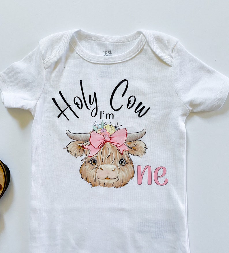 Holy cow Im one 1st Birthday Outfit, holy cow Im 1 first birthday party outfit, first birthday outfit image 3