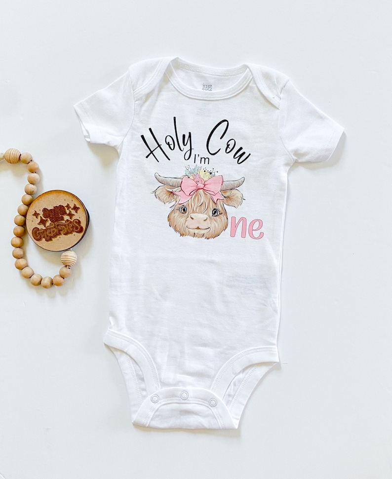 Holy cow Im one 1st Birthday Outfit, holy cow Im 1 first birthday party outfit, first birthday outfit image 4