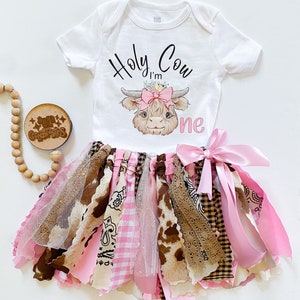 Holy cow Im one 1st Birthday Outfit, holy cow Im 1 first birthday party outfit, first birthday outfit image 1