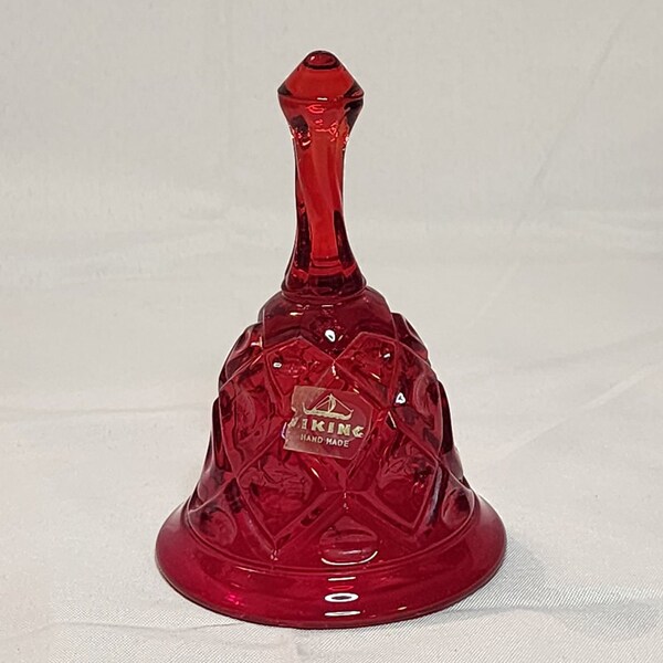 Viking Ruby Red Georgian Thumbprint Hand bell 5.5"