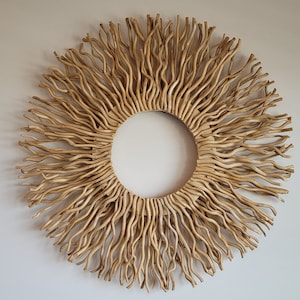 Authentic Mulberry Wall Decor-Round Sunburst Decoration-Handcrafted Natural Wall Hanging