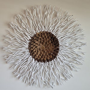Authentic Mulberry Wall Decor with Bamboo leaf in the center-Round Sunburst Decoration-Handcrafted Natural Wall Hanging