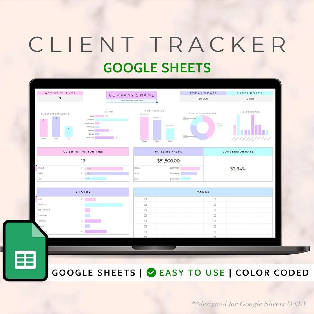 Lead Tracker Google Sheets Client Management Spreadsheet Client Tracker ...