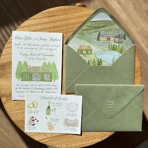 Custom hand painted wedding invitations | digital download | personalised | hand drawn | artist | invitation suite