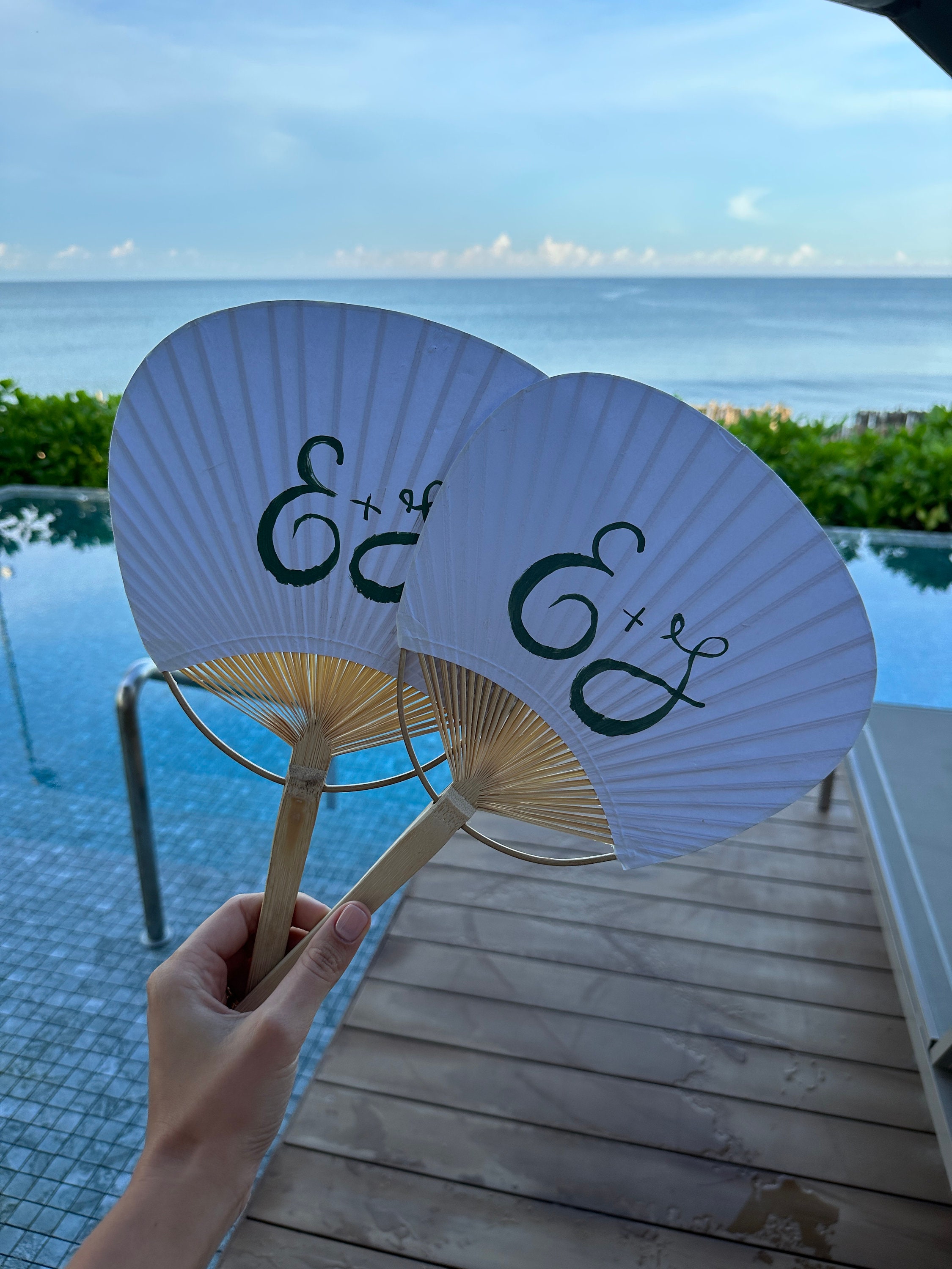 Personalised Hand Painted Paper Paddle Fans Wedding Favours Hens Hand