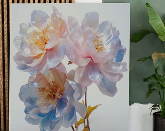 Prismatic Peony Printable Wall Art | Botanical Art for Nature Lovers