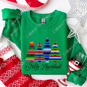 Mexican Christmas Tee Celebrate Feliz Navidad with Serape Trees, Xmas T Shirt, Festive Serape Print Sweatshirt Spread Holiday Cheer in Style