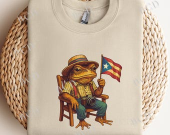 Boricua Coquí Frog Sweatshirt | Puerto Rican Flag Shirt | Island Roots & Culture Apparel | Boricua Pride Tee