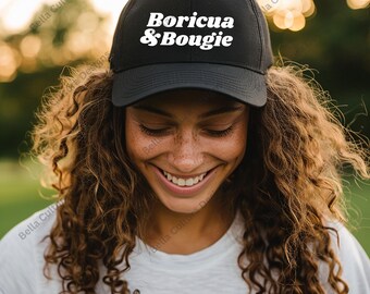 Boricua and Bougie Dad Hat, Black Unisex Baseball Cap, Puerto Rican Street Vibes, Vintage Style, Adjustable Fit, Unisex Urban Fashion