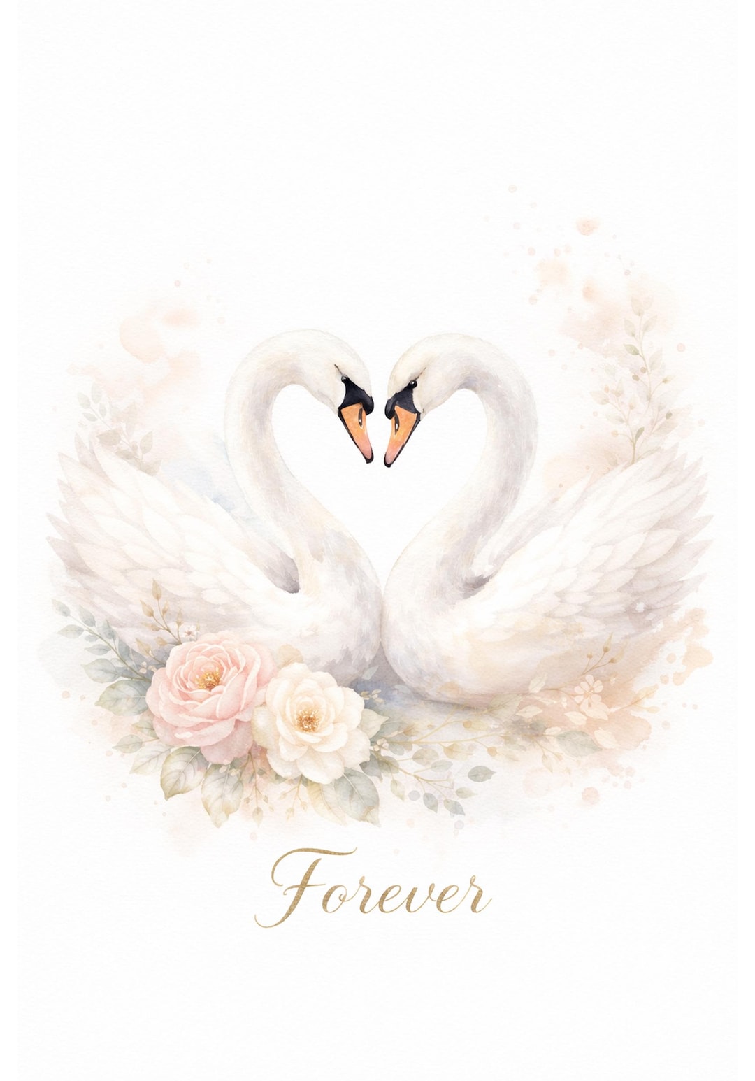 Forever Swan Couple Greeting Card | Romantic Swans Heart Card | Wedding ...
