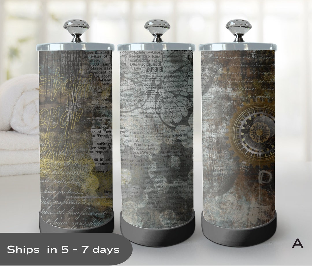 Large Decorative Salon Sanitizing Jar, Grungethemed Print Jar, Barbicide Salon Jars, Trendy