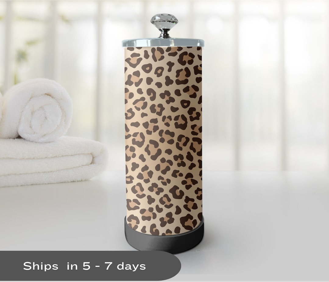 Large Decorative Salon Sanitizing Jar, Cheetah Print Design, Barbicide