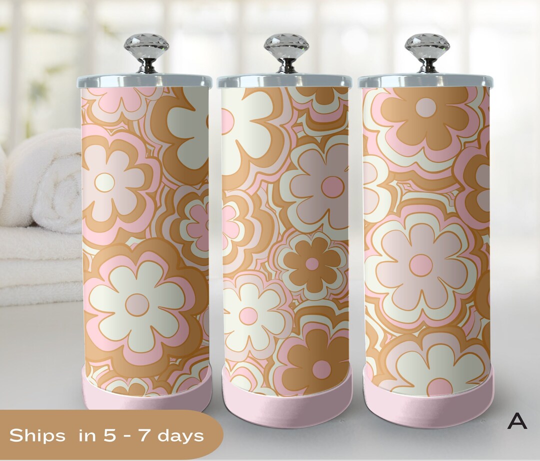 Boho Floral Themed Jars, Decorative Salon Jars, Salon Sanitizing Jars