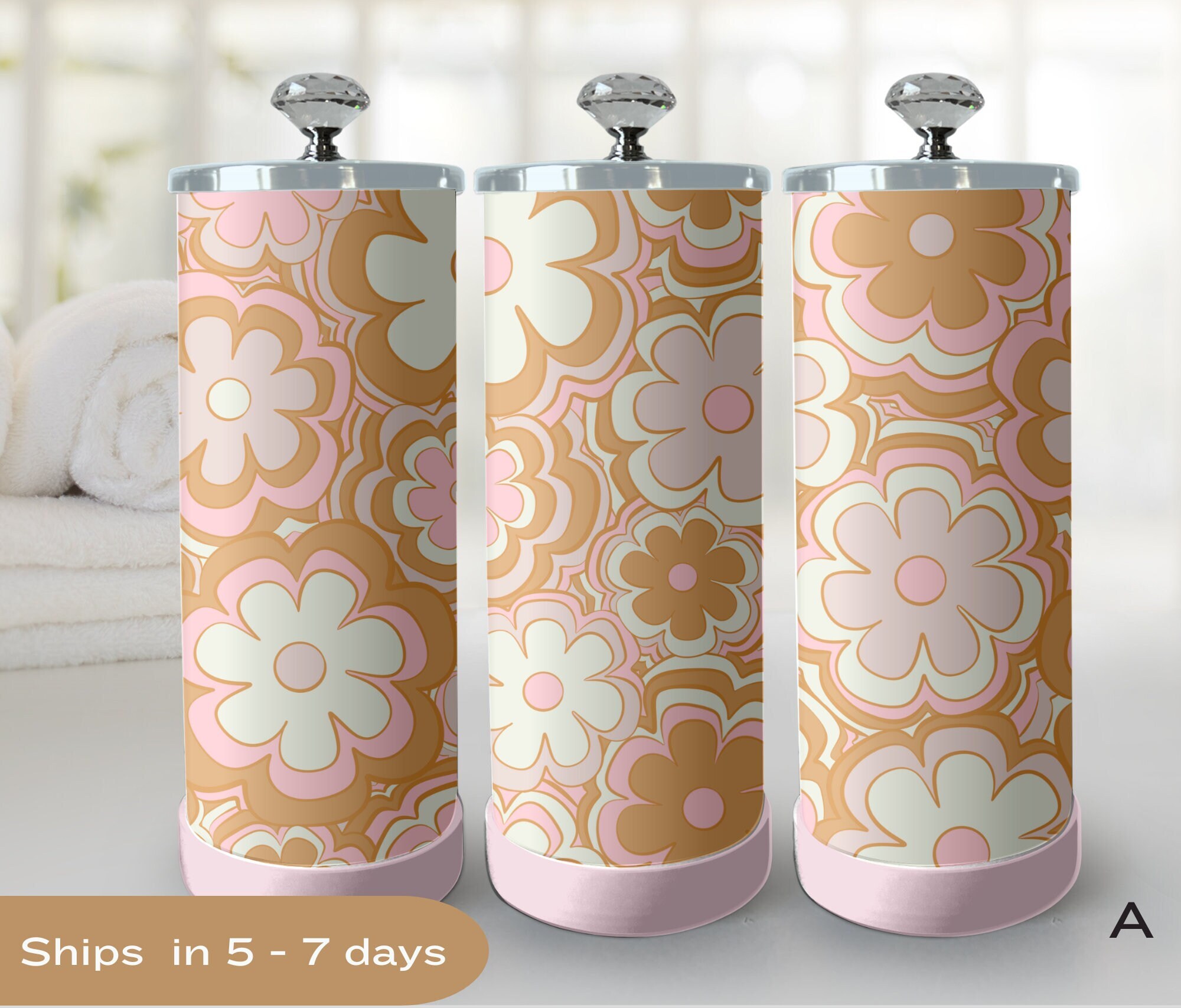 Boho Floral Themed Jars, Decorative Salon Jars, Salon Sanitizing Jars, Customizable Salon Jars