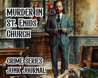 Mord i St. Enids kyrka Skräppostdagbok Viktoriansk era Skapa ditt mordmysterium Utskrivbara sidor Scrapbooking Collagedagbok Direktnedladdning