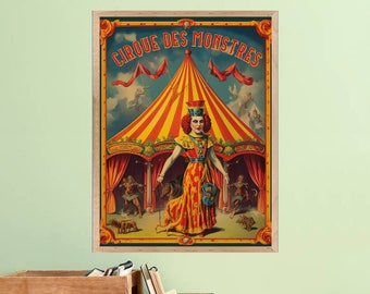 Clyde Bros Circus, Weird Clowns Poster, Vintage Oddities, Freak