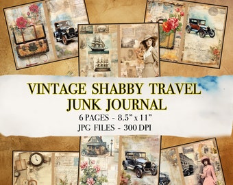 Shabby Travel Junk Journal Printable Pages Travel Journal Travel Printable Transport and Tourism Junk  Journal Instant printable download