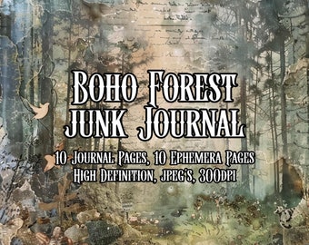 Boho Forest Junk Journal Printable Pages Scrapbooking Boho Collage Vintage Nature Lovers Botanical Art Junk Journal kit Instant Download