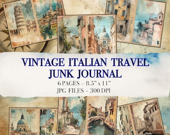 Vintage Junk Journal Printable Pages Italian Travel Journal Travel Printable Travel Junk Journal Vintage Italian Journal Instant download