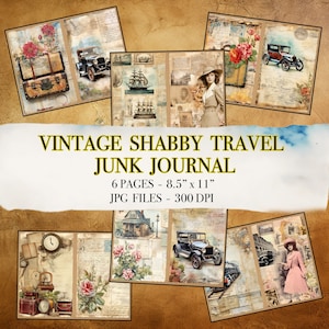 Shabby Travel Junk Journal Printable Pages Travel Journal Travel Printable Transport and Tourism Junk  Journal Instant printable download