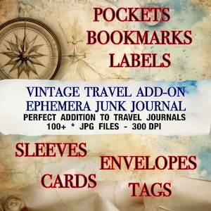 Vintage Junk Journal Ephemera Add-on Bundel meer dan 100 afdrukbare reisgerelateerde bestanden perfecte toevoegingen voor reisdagboeken Instant download