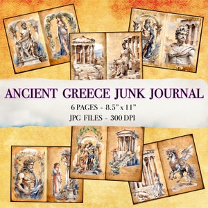 Pages imprimables du Journal de la malbouffe de la Grèce antique Journal de voyage Journal de voyage imprimable Art indésirable vintage Journal de tourisme Téléchargement instantané