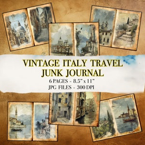 Italian Vintage Junk Journal Printable Pages Travel Journal Travel Printable Travel Junk Journal Vintage Italian Journal Instant download