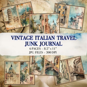 Vintage Junk Journal Printable Pages Italian Travel Journal Travel Printable Travel Junk Journal Vintage Italian Journal Instant download