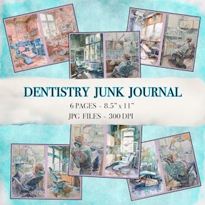 Odontología y Cirugía Acuarela Junk Journal Imprimible Páginas Diario Imprimible Enfermería Dental Acuarela Junk Journal Descarga instantánea Arte