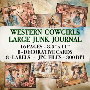 Western Cowgirls Junk Journal Printable Pages Journal Printable Scrapbooking Hi-resolution Art Junk Journal Collage Cowgirl Instant Download