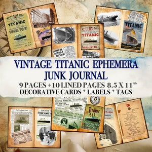 Pagine stampabili di diario vintage di Titanic Ephemera, scrapbooking, giornali, foto, poster, diario, download istantaneo
