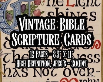 Vintage Bible Scripture Cards Christian Printable Ephemera Verse Prayer Faith Sheets Cards Bible Verse Scrapbooking Art Instant download