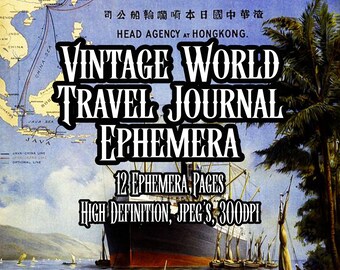 Vintage Junk Journal Travel Ephemera Add-on Bundle 50+ printable Travel Related files perfect additions for Travel Journals Instant download